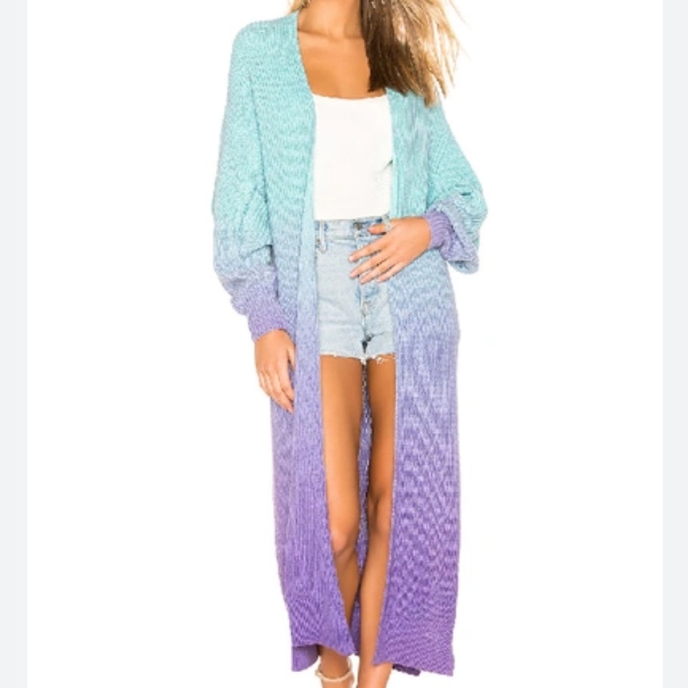Free People Come Together Ombré Cardigan Sweater Duster Long Line Open Front